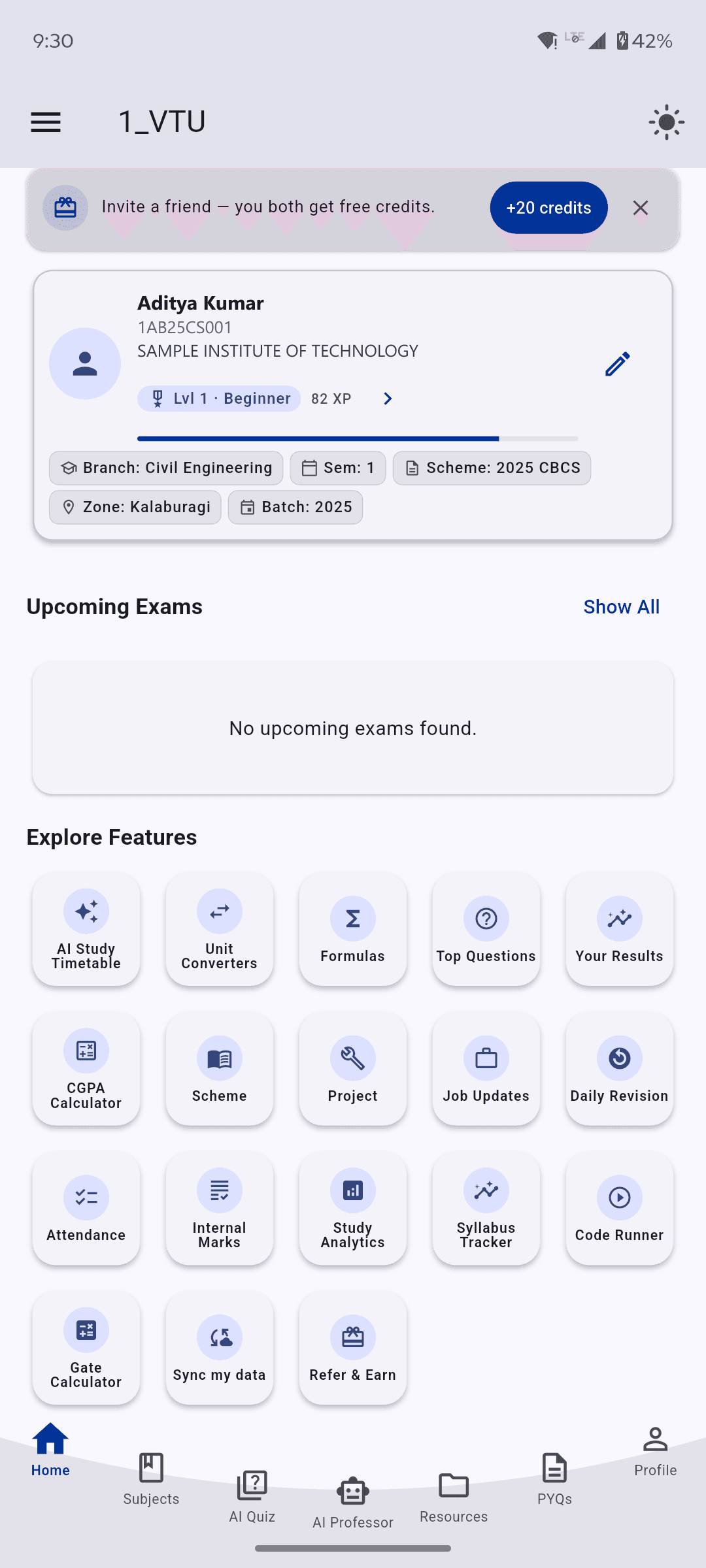 Features in light mode