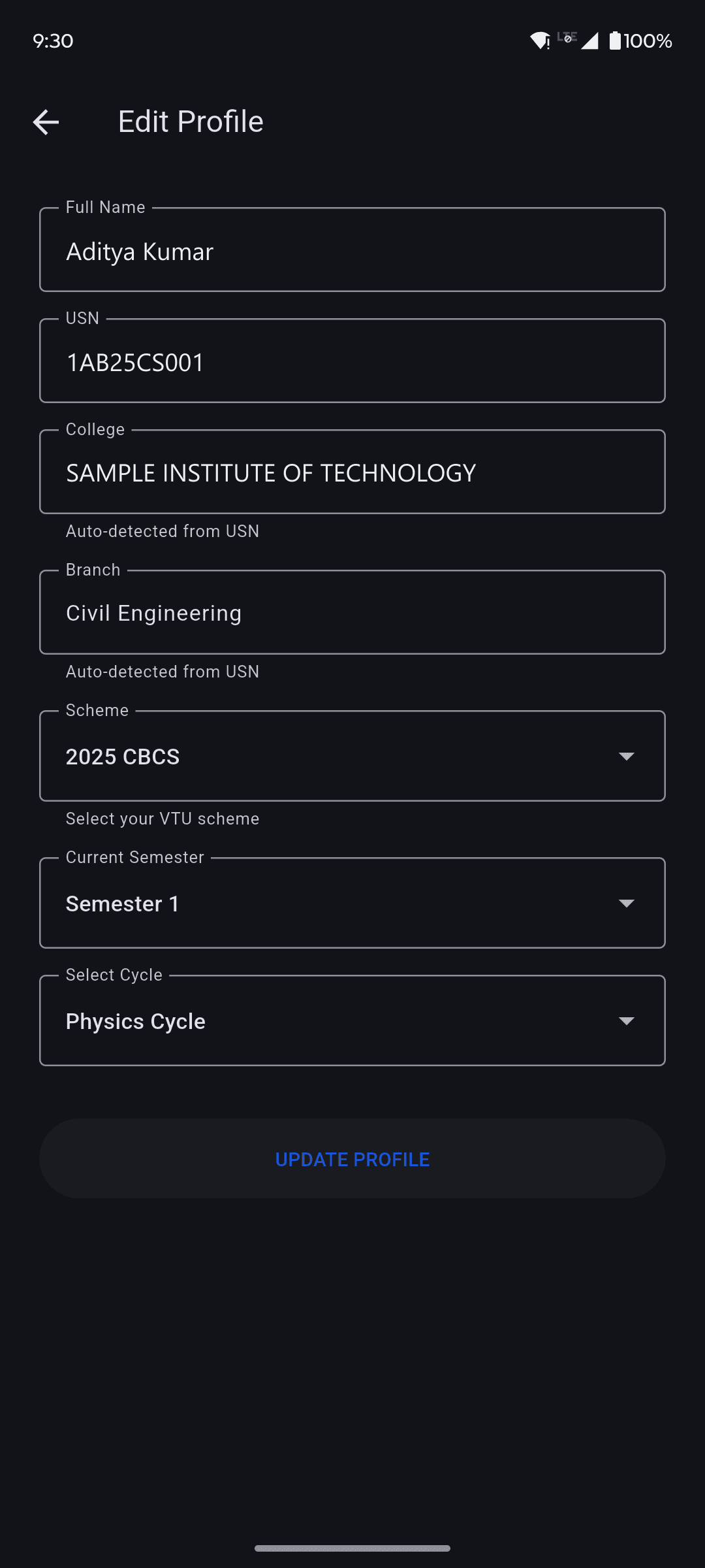 Edit profile