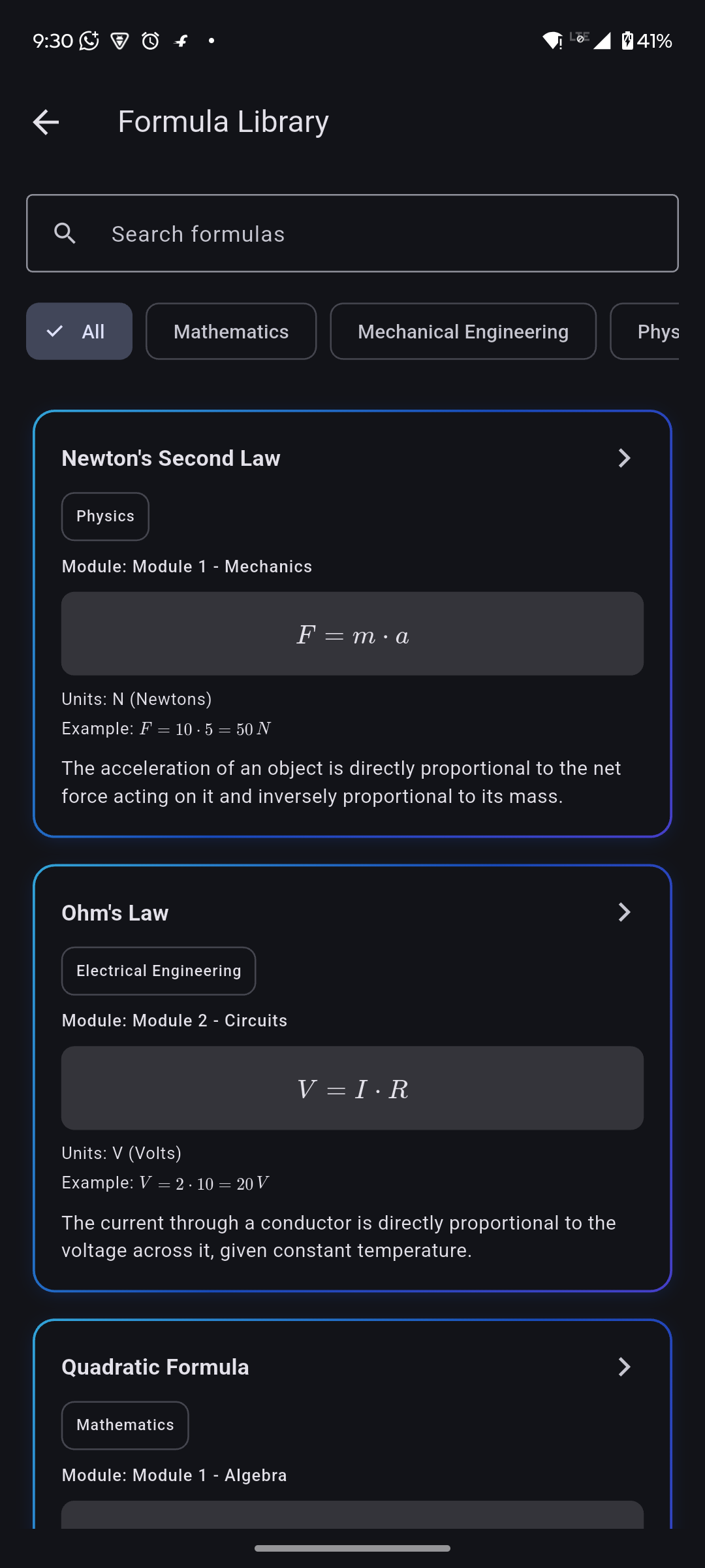 Formula Library