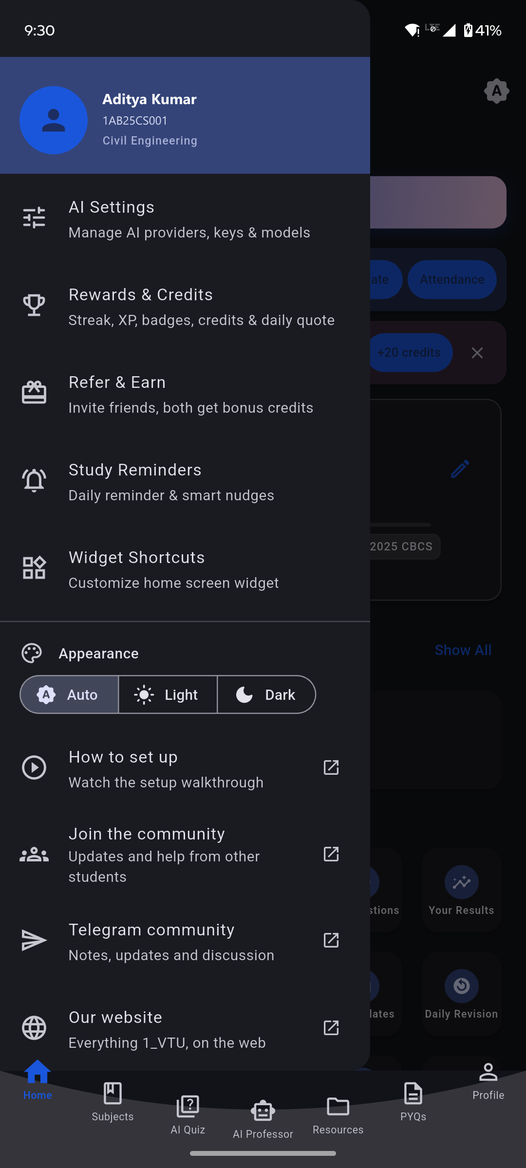Side menu