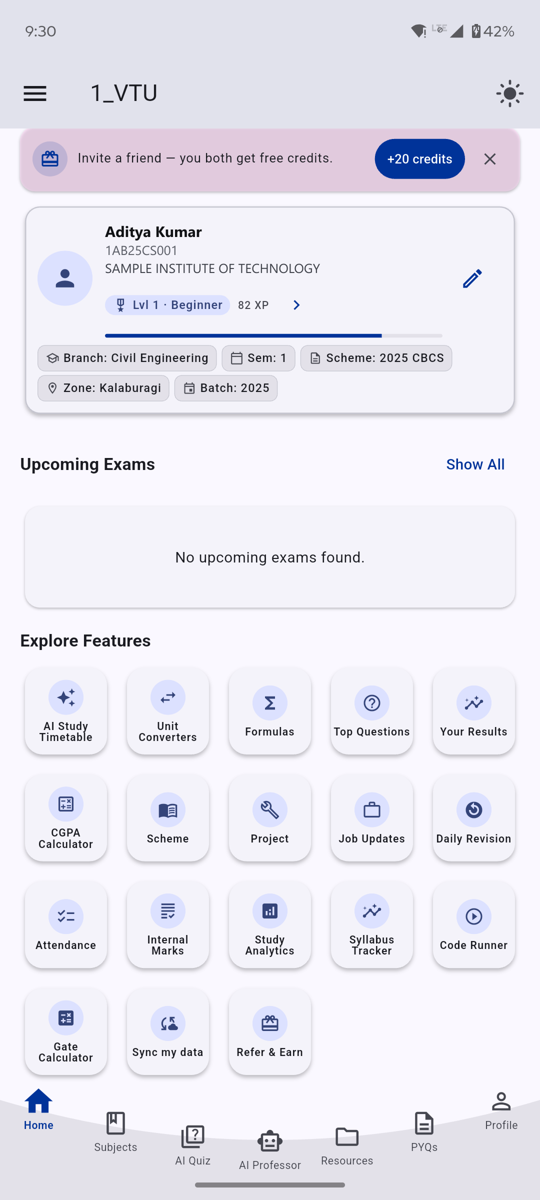 Features in light mode