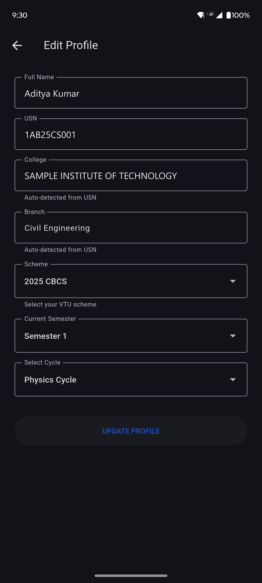 Edit profile